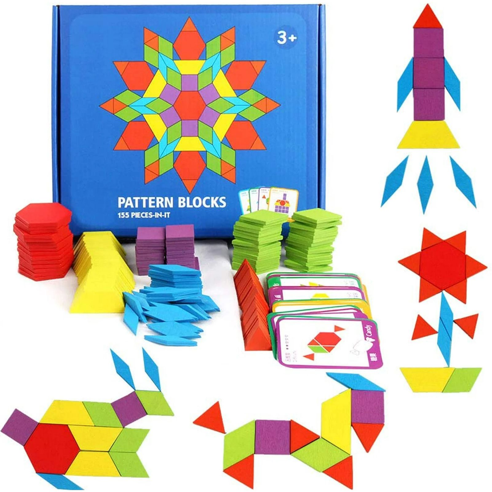مكعبات النمط الهندسي - Pattern Blocks (155 قطعة)